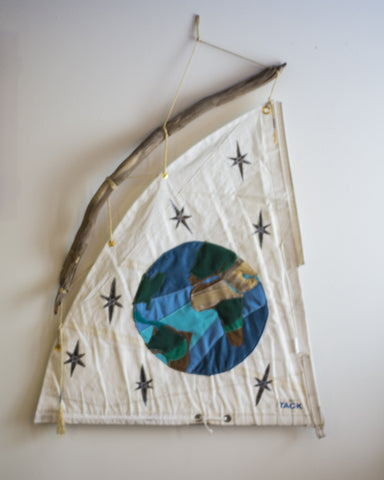 Sailcloth Fabric Art: Earth and Stars
