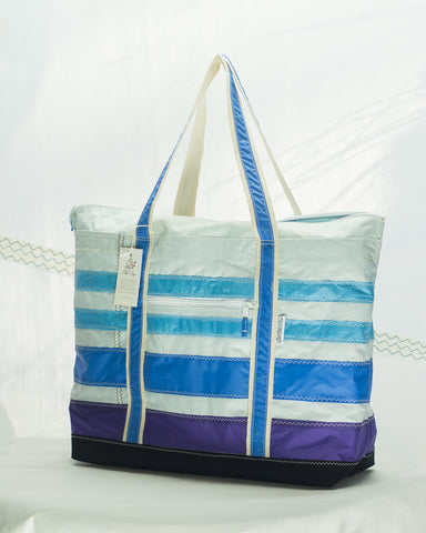 Terrapin Beach Bag: Purple and Blue Fading Stripes