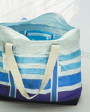 recycled sailcloth beach bag fading stripes